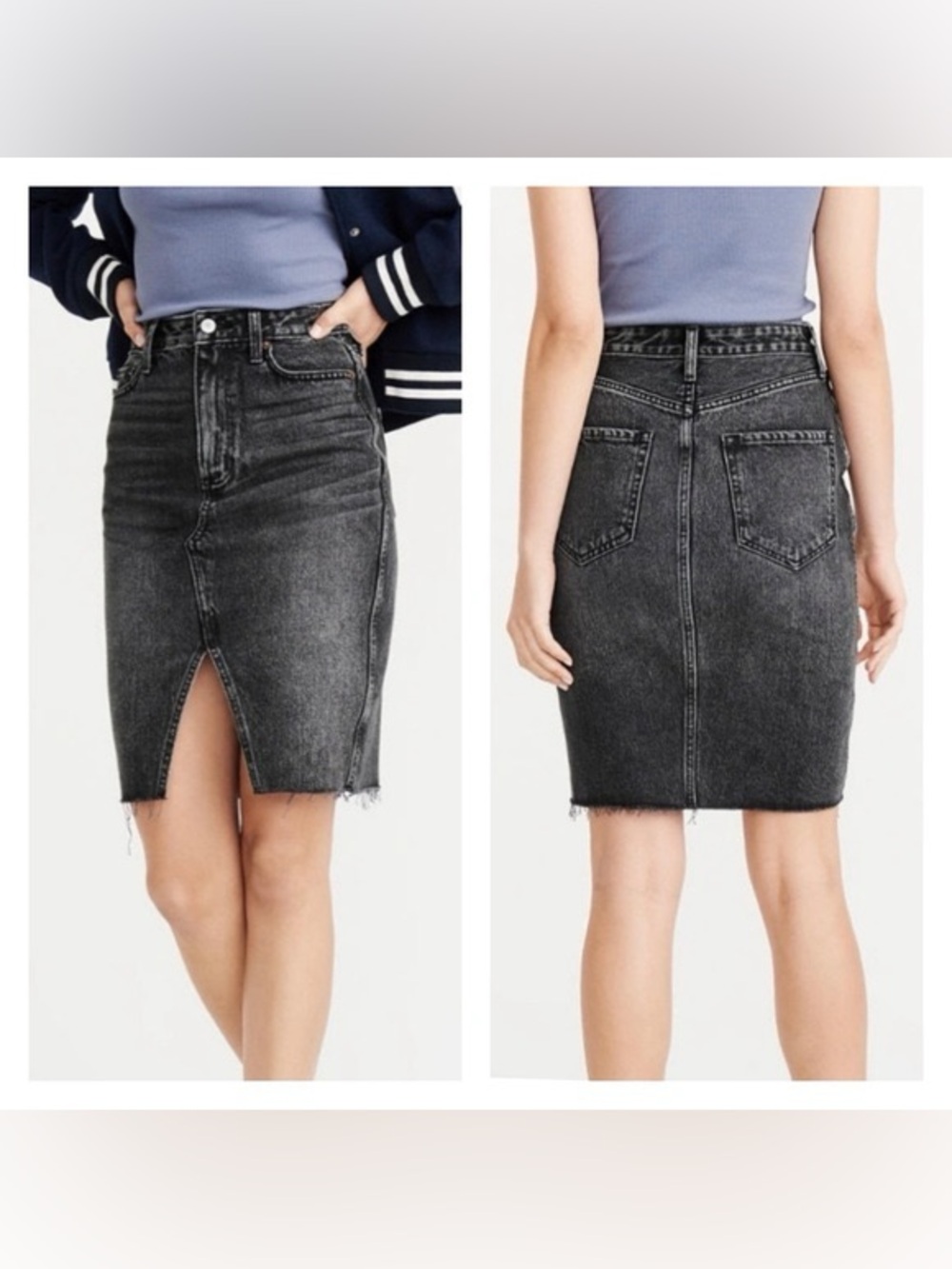 Abercrombie & Fitch Black and Gray Washed Denim Mini Skirt 29